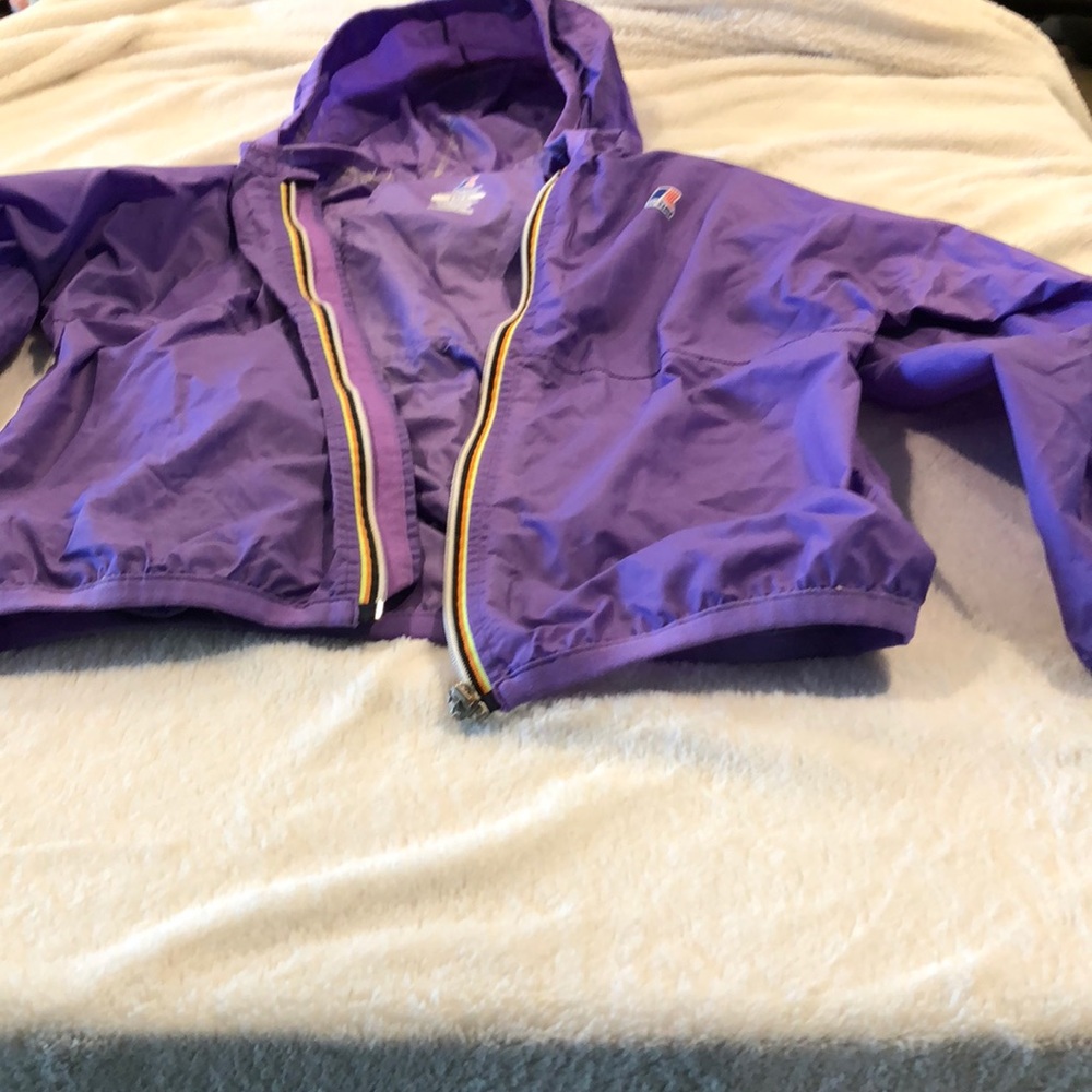 Purple rain poncho with pockets.